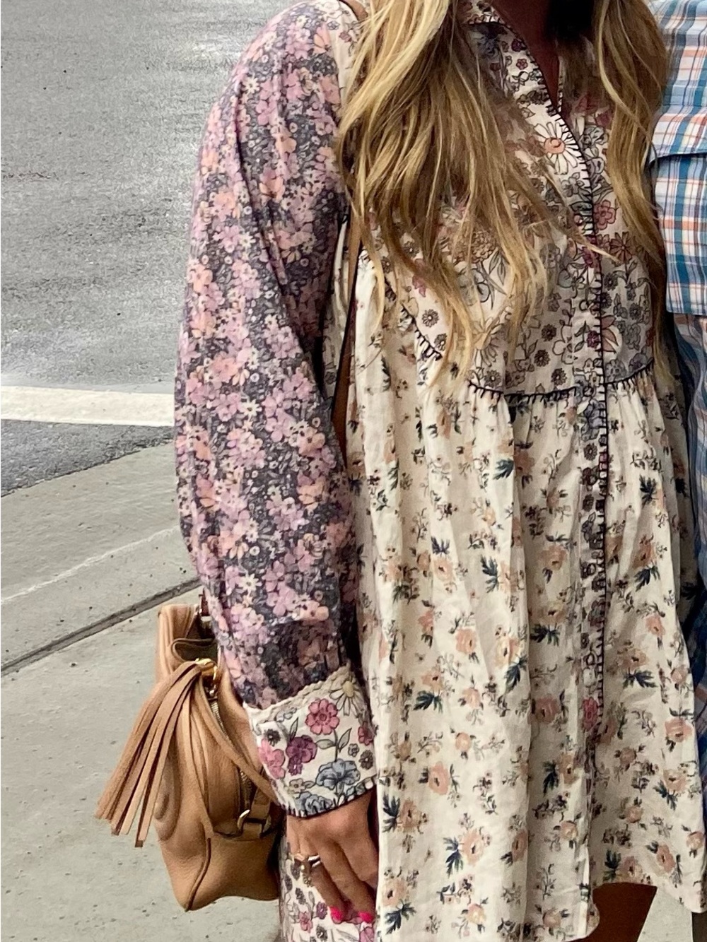 Free People Floral Patchwork Mini Dress - Pink Cream - Picture 7 of 7